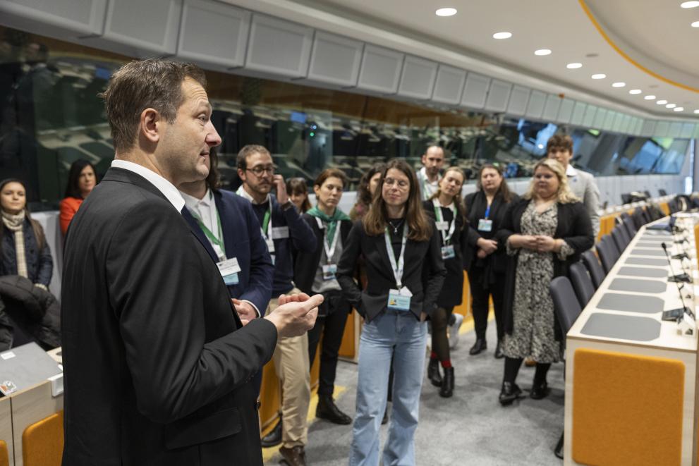 Policy dialogue between Christophe Hansen, European Commissioner, and young people